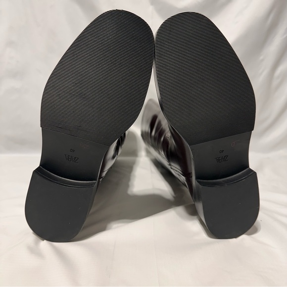 ZARA Oxblood / Burgundy Leather Knee-High Riding Boots | Flat sz 40 - Picture 8 of 10